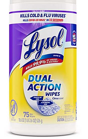 Lysol dual action wipes